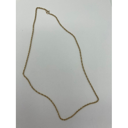 74 - 9 carat fine rope chain yellow gold necklace. 42 cm. 2.75 grams.