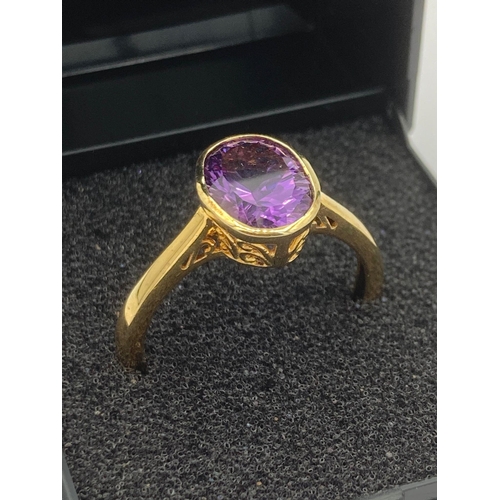 88 - Vintage Brazilian 2.2 ct  AMETHYST RING Set in SILVER and covered in 14 carat GOLD vermeil. Size T.