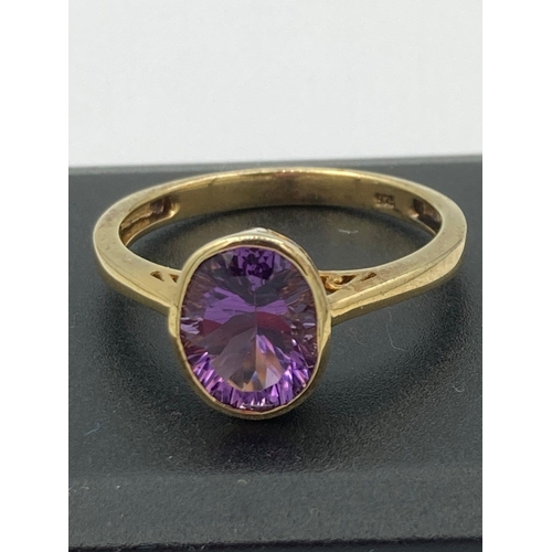 88 - Vintage Brazilian 2.2 ct  AMETHYST RING Set in SILVER and covered in 14 carat GOLD vermeil. Size T.