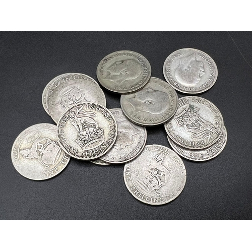 885 - A Parcel of 15 Pre-1947 Silver Shillings Dates 1920-1928- 76.27 Grams