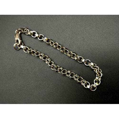 967 - STERLING SILVER ROUND BELCHER BRACELET 14.6G