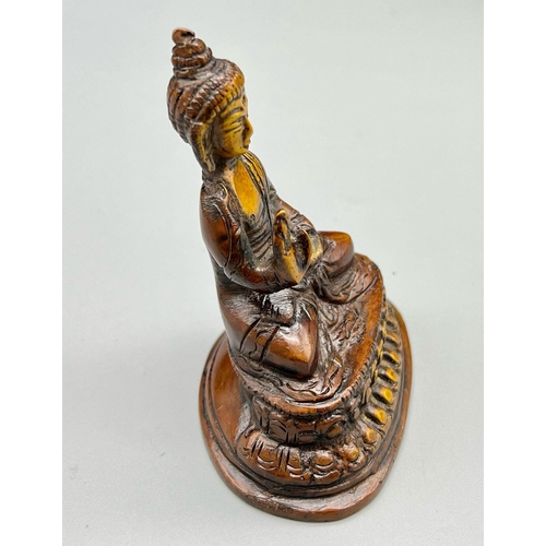 1014 - An Excellent Condition Vintage Heavy Cast Bronze Eastern Goddess or Deity. 10cm Tall- 384 Grams