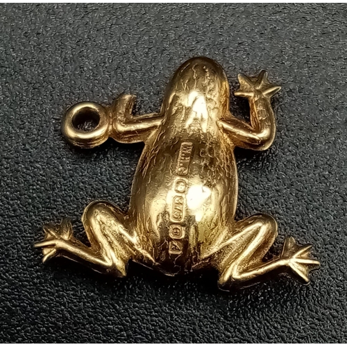 1095 - 9K YELLOW GOLD FROG CHARM 0.4G