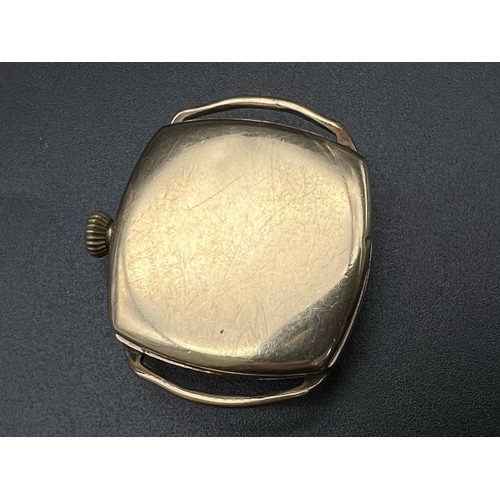 1305 - A 1930'S WALTHAM GOLD PLATED WRISTWATCH  (OVERWOUND) WITH SECONDS SUB DIAL.