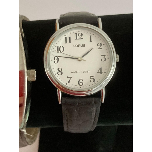 208 - 3 x Gentlemans quartz wristwatches  with large faces and black leather straps. To include an Infinut... 