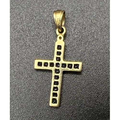 550 - 18K YELLOW GOLD SAPPHIRE CROSS 1.1G