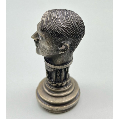 555 - A Heavy Bronze Adolf Hitler Desk Seal in Very Good Condition 8cm Tall, 181 grams weight