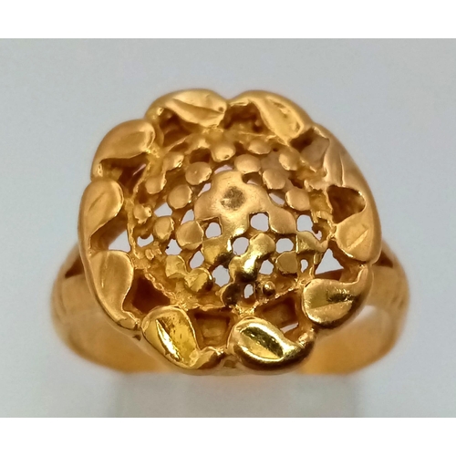 616 - A 22 k yellow gold ring , size: P, weight: 6.3 g. REF: 01011916