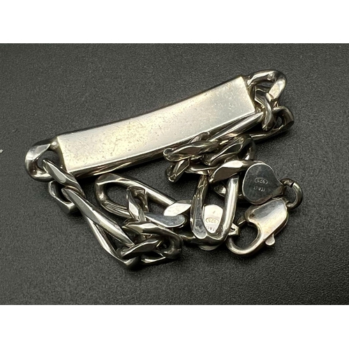 703 - STERLING SILVER FIGARO ID BRACELET 40.1G