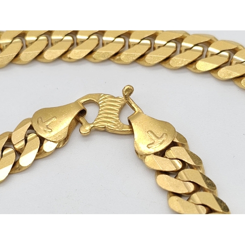 378 - A lovely set of 22 K yellow gold chain necklace and bracelet. Length: 56 & 20 cm, total weight: 158 ... 