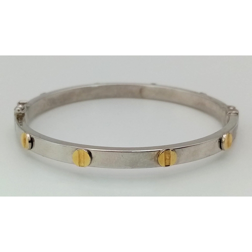 507 - An Excellent Condition 9k White and Yellow Gold Italian Designer ‘Cartier Style’ Screw Head Bracelet... 