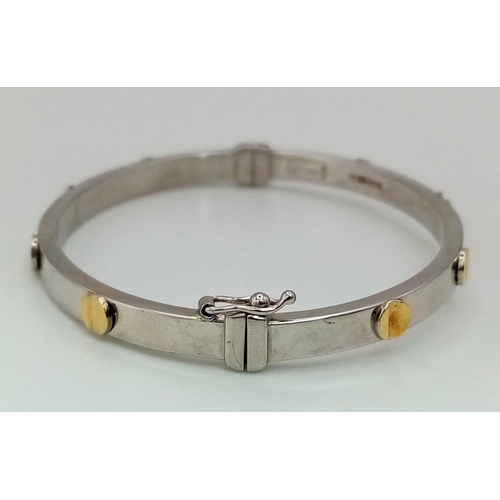 507 - An Excellent Condition 9k White and Yellow Gold Italian Designer ‘Cartier Style’ Screw Head Bracelet... 