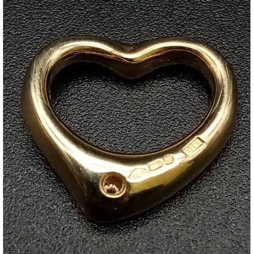 606 - 9K YELLOW GOLD TIFFANY STYLE HEART DIAMOND SET 1.7G