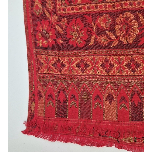 1337 - A Large Red Paisley Shawl. 90 x 210cm