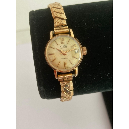 657 - Rare Ladies vintage ALLAINE 1960’s automatic wristwatch. Having a gold plated case, with a rolled go... 