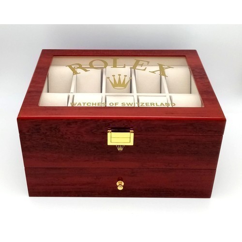 765 - A Two-Tier Elite Watch Display Case - Perfect for Rolex Watches. 20 plush watch spaces on two levels... 