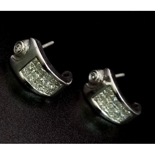 1115 - 14K WHITE GOLD DIAMOND SET EARRINGS 0.40CT 2.8G