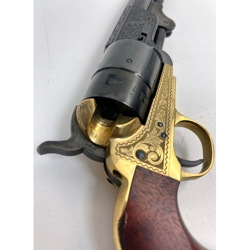 1272 - Colt 1851 Navy Deluxe Brass Frame, Blank Firing 9mm Calibre , Mint Condition. Beautifully Decorated,... 