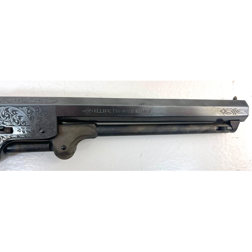 1272 - Colt 1851 Navy Deluxe Brass Frame, Blank Firing 9mm Calibre , Mint Condition. Beautifully Decorated,... 