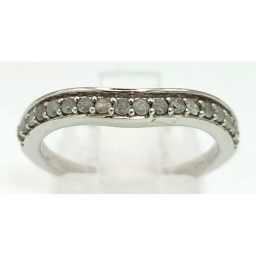 589 - New Sterling Silver and Diamond Wave Style Half Eternity Ring Size L. Gross Weight 2.3 grams.