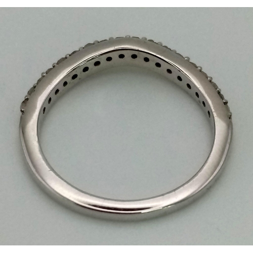 589 - New Sterling Silver and Diamond Wave Style Half Eternity Ring Size L. Gross Weight 2.3 grams.