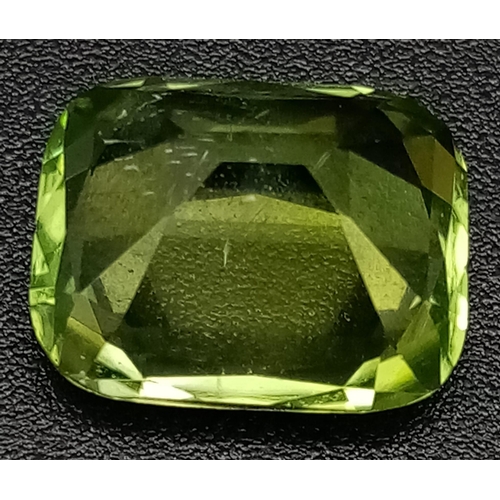 598 - A 6.05ct Rare Untreated, Cushion Cut,  Pakistan Peridot Gemstone. GFCO Certification.