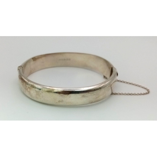 702 - A Very Good Condition 1966/7 Hallmarked Silver Half Decoration Bracelet. 6cm Inner Width, 12mm Wide ... 