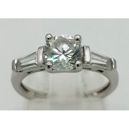 1127 - A 14K White Gold and CZ Stone Ring. Size J. 2.62g total weight.