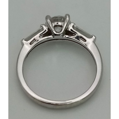 1127 - A 14K White Gold and CZ Stone Ring. Size J. 2.62g total weight.