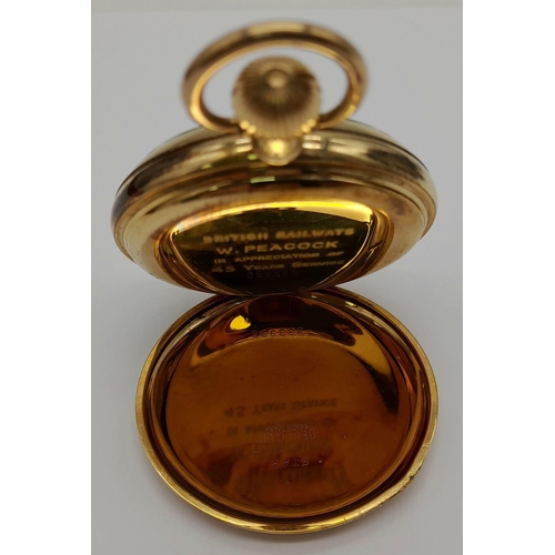 1195 - An Antique Vertex Revue Gold Plated Pocket watch. Works but temperamental so no guarantees. 5cm diam... 