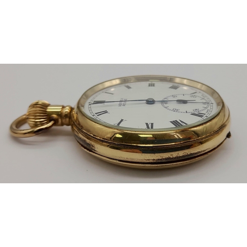 1195 - An Antique Vertex Revue Gold Plated Pocket watch. Works but temperamental so no guarantees. 5cm diam... 