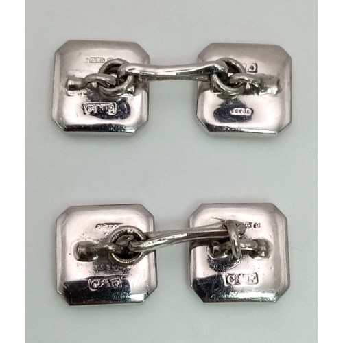 935 - A Vintage 9K White Gold Twin Pair Set of Cufflinks and a Pair of Matching Shirt Studs. 11.25g total ... 