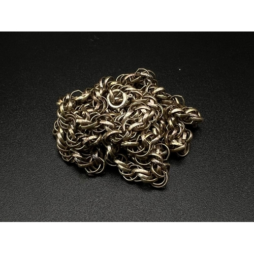 1410 - A VINTAGE TWIST SILVER CHAIN .  14.3gms  46cms