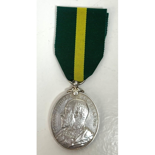 183 - Territorial Force Efficiency Medal, Edward VII obverse, named to 66 F Sgt H J Standen Bedford Yeo. H... 