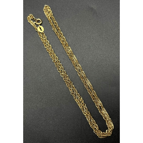 480 - A 9K Yellow Gold Link Necklace. 44cm. 4g