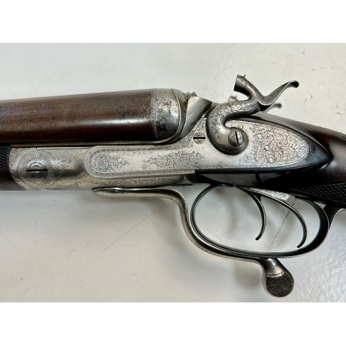 9 - Extremely rare 10 bore double barrel shotgun , converted by James Purdey & Sons from muzzle loader, ... 