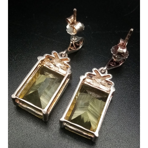 1475 - A Pair of Silver Large Citrine Earrings.