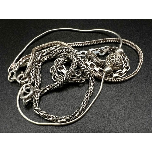 1481 - Four Different Style 925 Silver Bracelets.