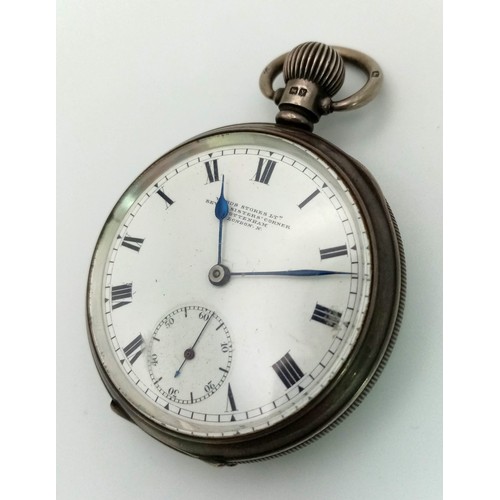 1065 - A SILVER CASED POCKET WATCH FROM 