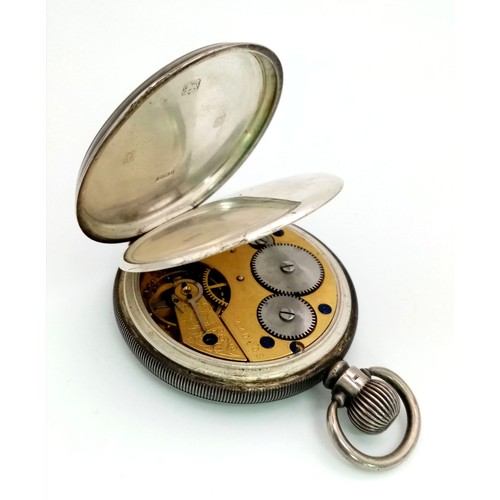 1065 - A SILVER CASED POCKET WATCH FROM 