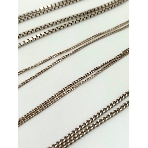 1508 - Three Different Style 925 Sterling Silver Necklaces. 38, 44 and 50cm.