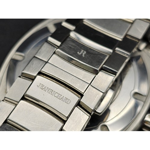 17 - JEAN RICHARD TERRASCOPE STAINLESS STEEL BRACLET WATCH AUTOMATIC LIKE NEW WITH ORIGINAL BOX AND GUARE... 