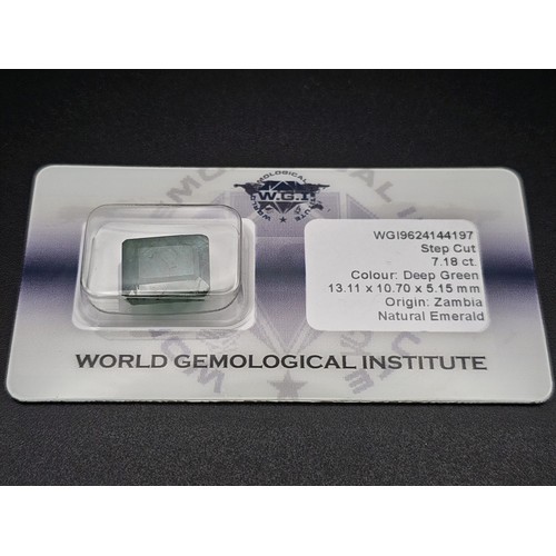 386 - A 7.18c Octagonal, Zambian Emerald Gemstone. Comes with WGI Certification.