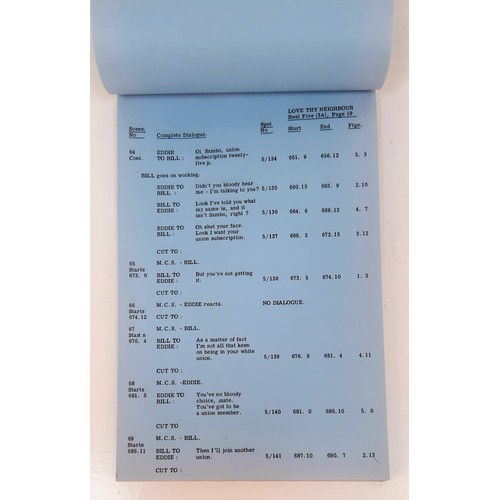 821 - A Rare 1973 Love Thy Neighbour Original Movie Release Script. Includes: Reel numbers, page numbers, ... 