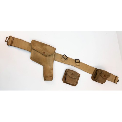 1798 - British Army 1937 pattern pistol holster (dated 1942) with pouch and belt.