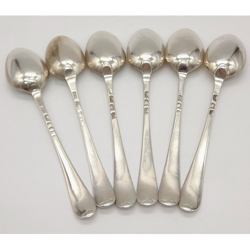 1150 - 6 GEORGIAN SILVER DESERT SPOONS WITH HERRINGBONE EDGING .  204gms