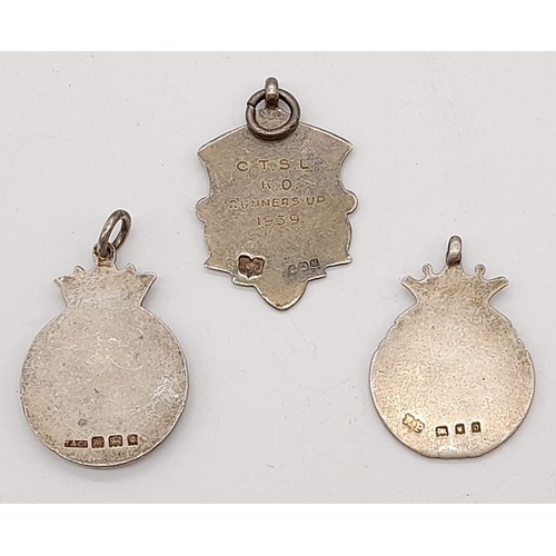 1403 - 3 1920/30'S SILVER FOBS .22 1gms