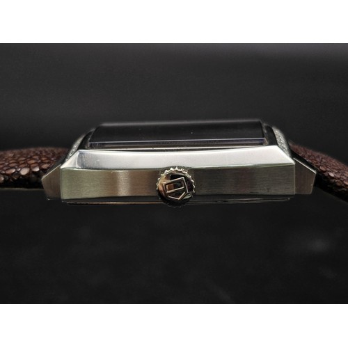 455 - A Tag Heuer Monaco Automatic Gents Watch. Brown leather  strap. Stainless steel case - 37mm. Metalli... 