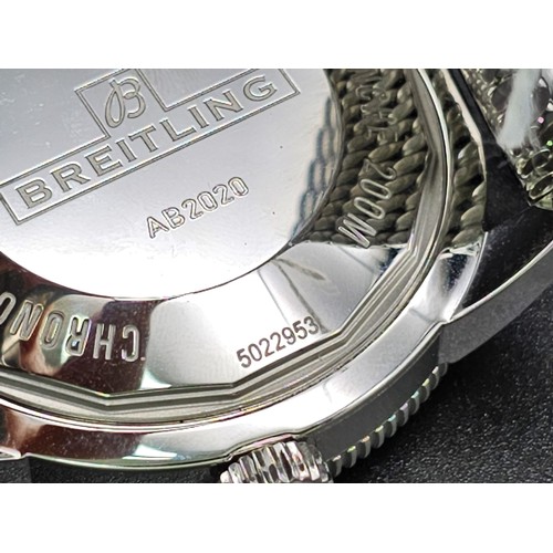 177 - A Breitling Super Ocean Automatic Gents Watch. Stainless steel mesh strap. Case - 46mm. Black dial w... 