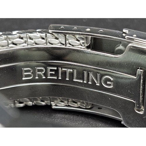 177 - A Breitling Super Ocean Automatic Gents Watch. Stainless steel mesh strap. Case - 46mm. Black dial w... 